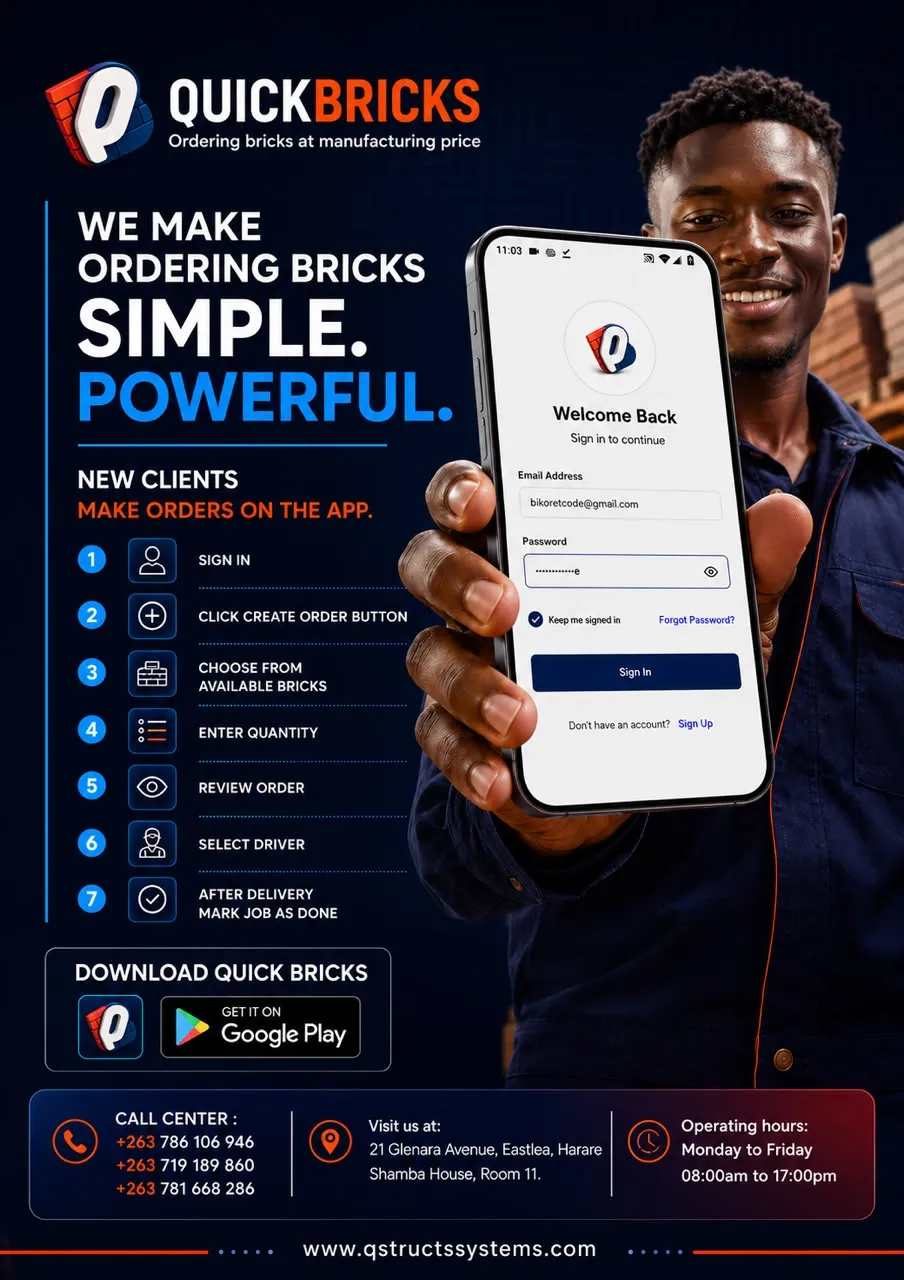 QuickBricks brick ordering app flyer