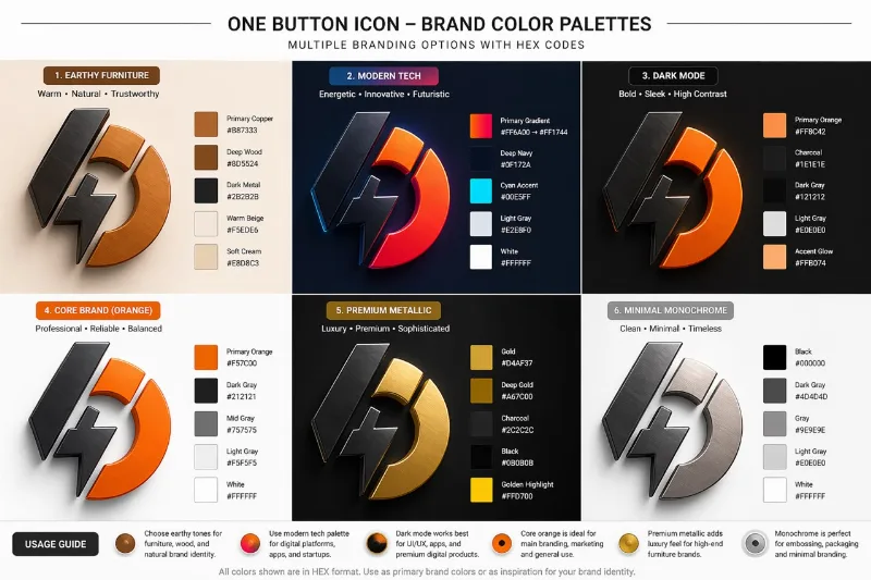 One Button icon in multiple colour palettes